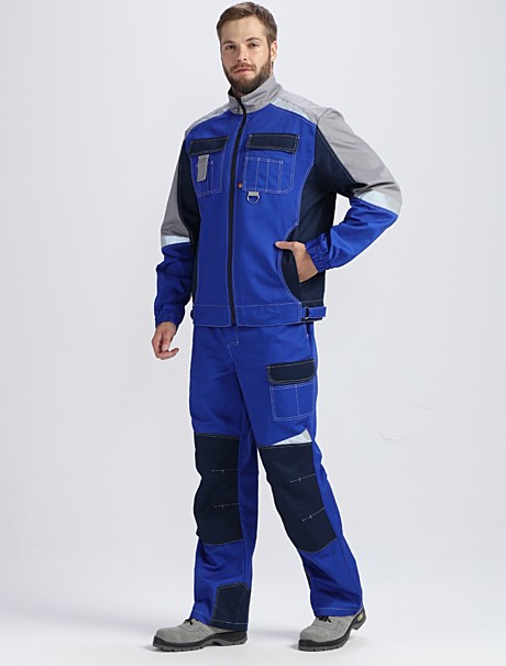 Костюм Вектрон (тк.Смесовая,240) брюки, васильковый/т.синий/серый