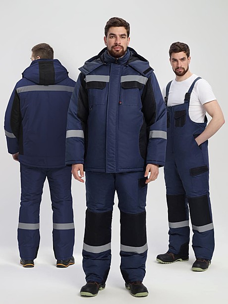 Костюм зимний Вектрон (тк.Таслан) п/к, т.синий/черный