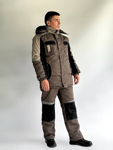 Костюм зимний Вектрон IMP (тк.Смесовая,240) брюки, коричневый/черный/бежевый