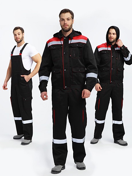 Костюм Нейч СОП с капюшоном (тк.Смесовая,210) п/к, черный/красный