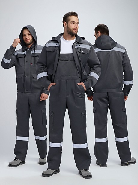 Костюм Нейч СОП с капюшоном (тк.Смесовая,210) п/к, т.серый/св.серый