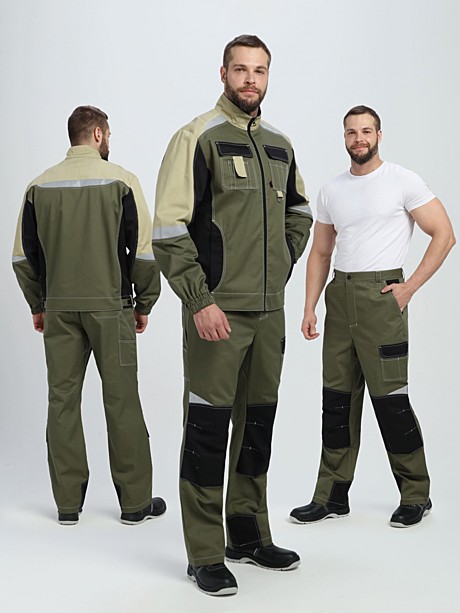 Костюм Вектрон-1 CH МВО (тк.Смесовая,240) брюки, хаки/черный/бежевый