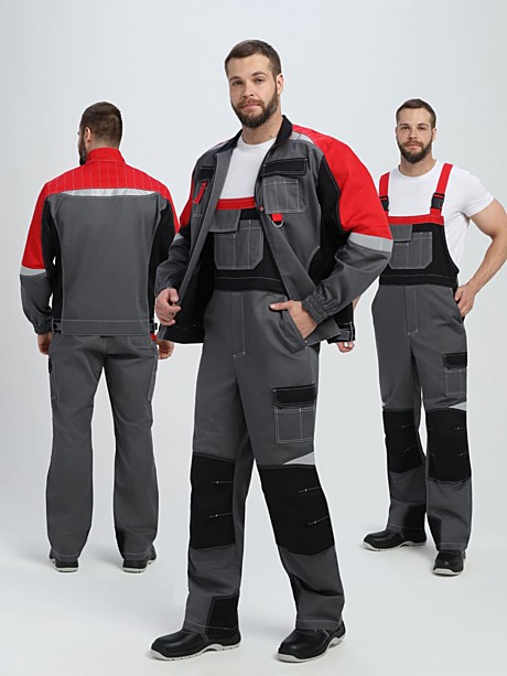 Костюм Вектрон-2 (тк.Смесовая МВО,240) п/к, серый/черный/красный