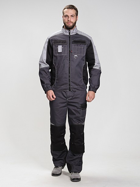 Костюм Вектрон (тк.Смесовая,240) брюки, т.серый/св.серый/черный