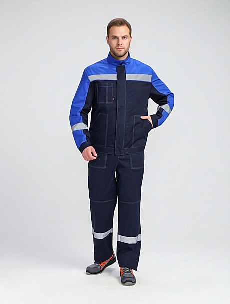 Костюм Бриготек-1 СОП (тк.Смесовая,260) брюки, т.синий/васильковый